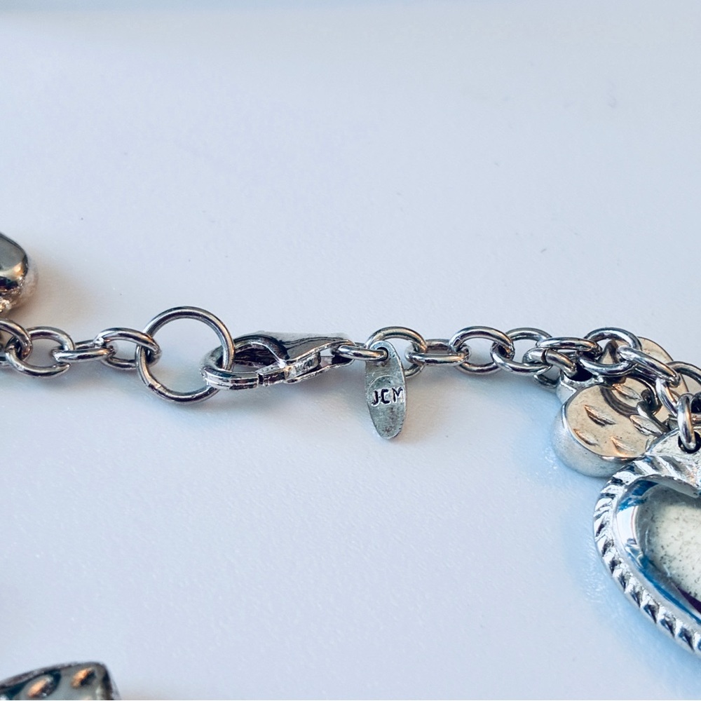 JCM Mauritius 925 Sterling Silver Puffy Heart Charm Bracelet - Picture 4 of 5